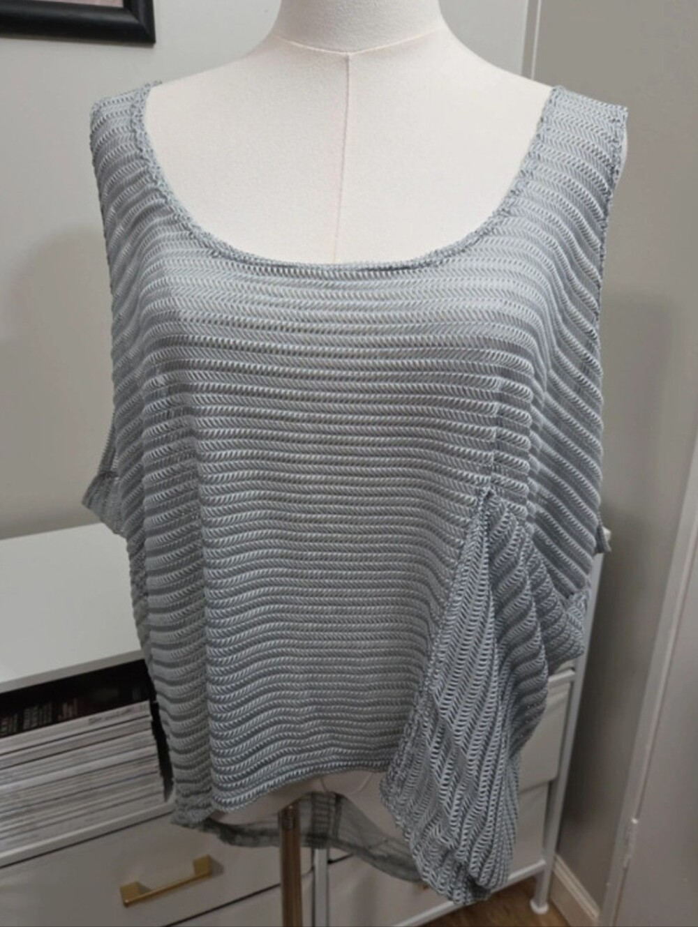 Donutz Inc Grey Mesh Knit Tank Top, 2XL